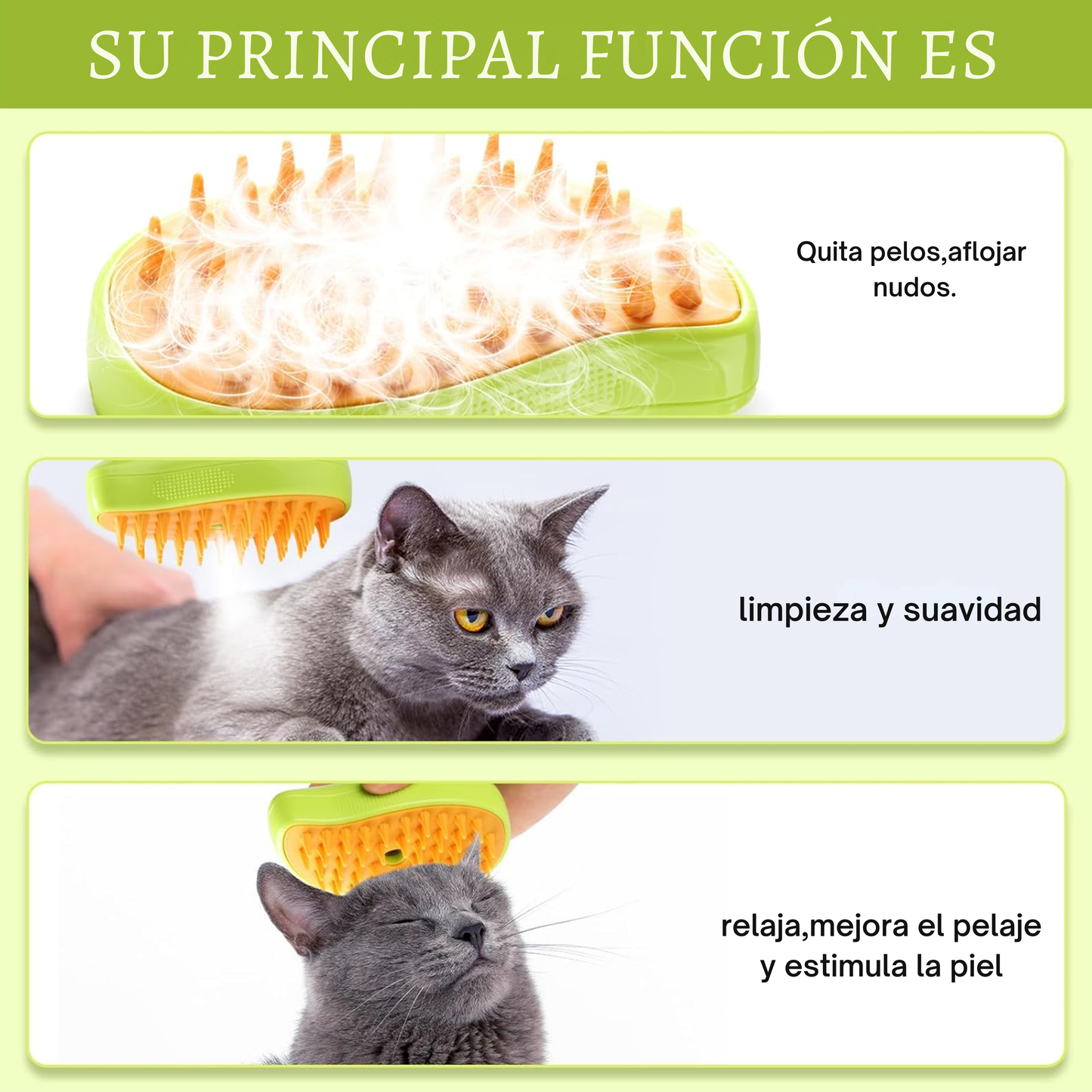 Cepillo antiestrés quítatelos para gatos